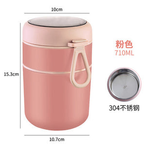 710ML Stainless Steel Safe Lunch Box Cup Spoon Insulated Soup Thermos Containers