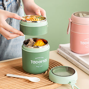 710ML Stainless Steel Safe Lunch Box Cup Spoon Insulated Soup Thermos Containers