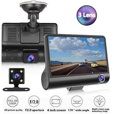  DVR 3 Camera Full HD 1080P Dual Lens 4.0 Inch LCD Screen 170 Degree Rear View