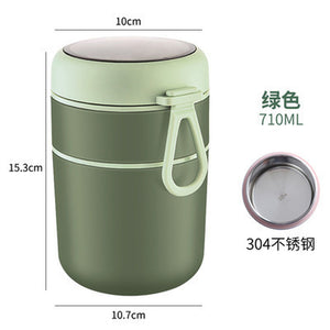 710ML Stainless Steel Safe Lunch Box Cup Spoon Insulated Soup Thermos Containers