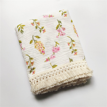 Boho Muslin Swaddle Blanket with Fringe Baby Throw Blanket for Bedding Girl and Boy