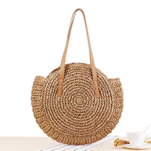 Casual Rattan Women Shoulder Bags Circle Straw Handbags Big Capacity Handmae Summer Tote Lady round Bohemian Beach Treval Sac