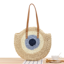 Casual Rattan Women Shoulder Bags Circle Straw Handbags Big Capacity Handmae Summer Tote Lady round Bohemian Beach Treval Sac