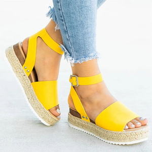 Women's Platform Wedge Boho Style Ankle Buckle Comfy Beach Casual Sandal