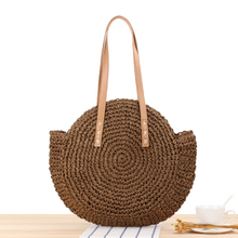 Casual Rattan Women Shoulder Bags Circle Straw Handbags Big Capacity Handmae Summer Tote Lady round Bohemian Beach Treval Sac