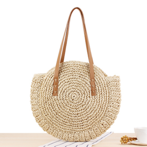 Casual Rattan Women Shoulder Bags Circle Straw Handbags Big Capacity Handmae Summer Tote Lady round Bohemian Beach Treval Sac