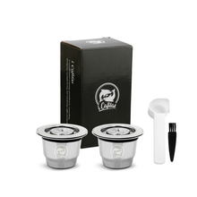 I Cafilas Nespresso Reusable Refillable Stainless Steel Coffee Capsule Pod, Tamper, Spoon Packs