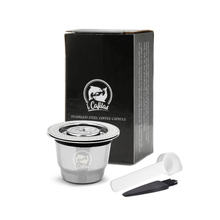 I Cafilas Nespresso Reusable Refillable Stainless Steel Coffee Capsule Pod, Tamper, Spoon Packs