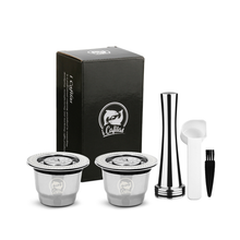 I Cafilas Nespresso Reusable Refillable Stainless Steel Coffee Capsule Pod, Tamper, Spoon Packs