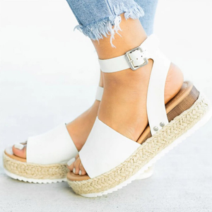 Women's Platform Wedge Boho Style Ankle Buckle Comfy Beach Casual Sandal