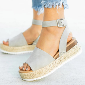 Women's Platform Wedge Boho Style Ankle Buckle Comfy Beach Casual Sandal