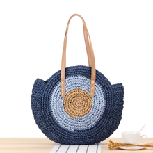 Casual Rattan Women Shoulder Bags Circle Straw Handbags Big Capacity Handmae Summer Tote Lady round Bohemian Beach Treval Sac