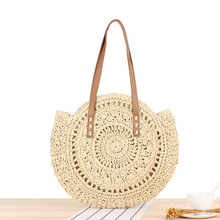 Casual Rattan Women Shoulder Bags Circle Straw Handbags Big Capacity Handmae Summer Tote Lady round Bohemian Beach Treval Sac