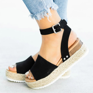 Women's Platform Wedge Boho Style Ankle Buckle Comfy Beach Casual Sandal