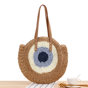 Casual Rattan Women Shoulder Bags Circle Straw Handbags Big Capacity Handmae Summer Tote Lady round Bohemian Beach Treval Sac