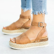 Women's Platform Wedge Boho Style Ankle Buckle Comfy Beach Casual Sandal