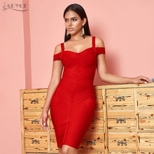 Off Shoulder Bodycon Bandage Wine Red Spaghetti Strap Club Party Dress