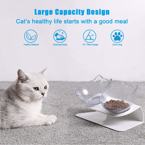 15 Degree Tilt Large Raised Stand Non Slip Double Cat Dog Water Food Bowl