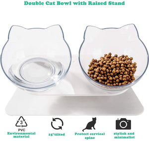 15 Degree Tilt Large Raised Stand Non Slip Double Cat Dog Water Food Bowl