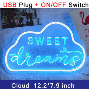 LED Neon Sign Home Art Wall Bar Decor Light Night Lamp USB Battery