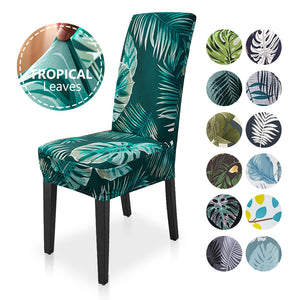 ropical Leaves Chair Cover Spandex Slipcover Elastic Stretch Dining Chairs