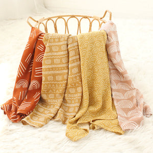 Boho Bamboo Cotton Soft Baby Newborn Muslin Swaddle Unisex Blanket Wrap 120x120