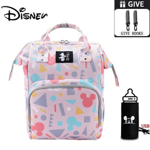 Disney Mickey Minnie Baby Diaper Nappy Bag Backpack Large USB Bottle Heater