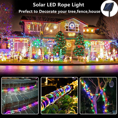 Christmas Decoration Led Solar Rope String Lights 7/12/22M Outdoor Indoor Decor